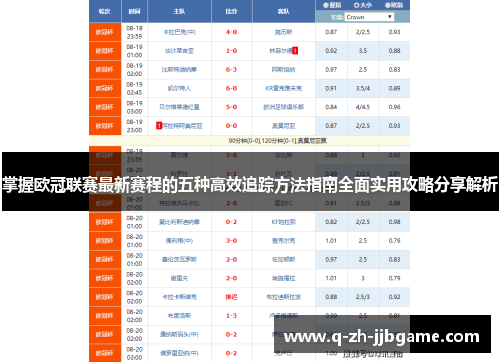 掌握欧冠联赛最新赛程的五种高效追踪方法指南全面实用攻略分享解析